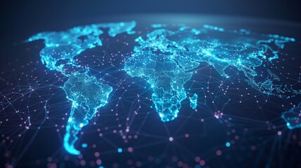 Digital World Map with Network Connection 