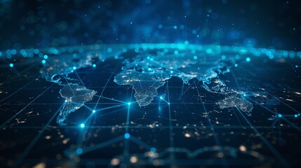 Digital World Map with Network Connection 