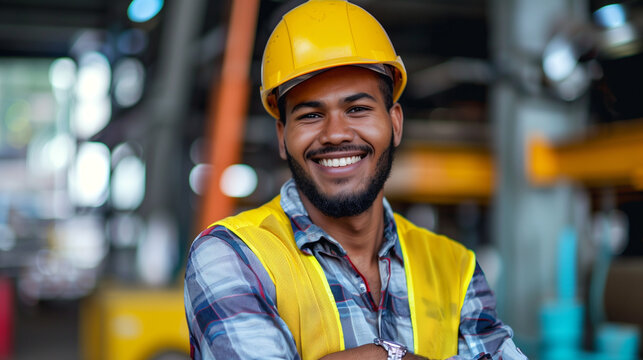 portrait of smiling worker, job satisfaction peace of mind in work 