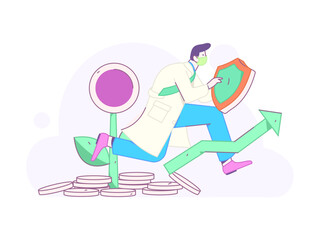 Internet financial management investment flat vector concept operation hand drawn illustration
