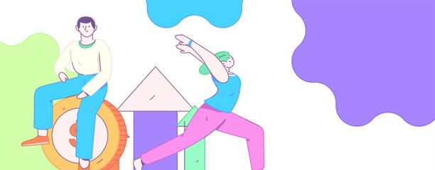 Internet financial management investment flat vector concept operation hand drawn illustration
