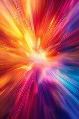 Obraz premium Abstract Colorful Light Burst - Vibrant and Dynamic Digital Art with Explosive Energy and Radiant Colors