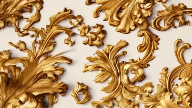 abstract golden baroque ornament, motion