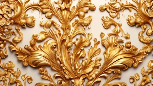 golden baroque ornament design background, motion