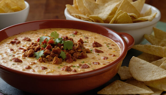 chorizo queso dip with tortilla chips