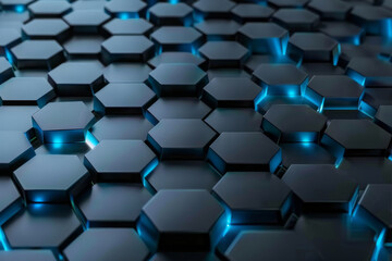 3d render of dark blue abstract background with hexagon pattern