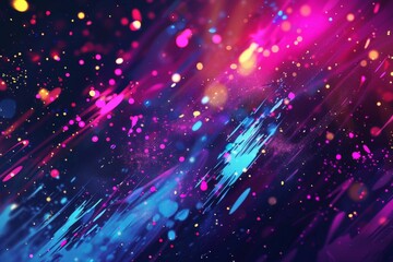 Fototapeta premium Bright colorful splashes and splatters on black background.