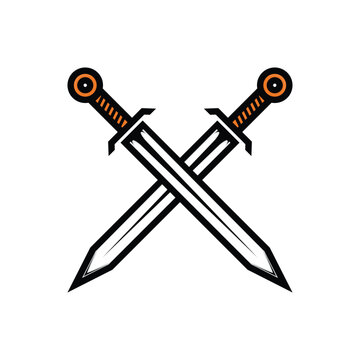 two crossed swords logo design concept idea