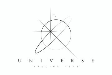 Universe Eclipse Sacred Geometry Logo Mystical Tattoo Symbol Business Boutique Fashion Spirituality