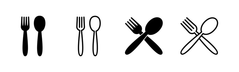 spoon and fork icon set. spoon, fork and knife icon vector. restaurant icon