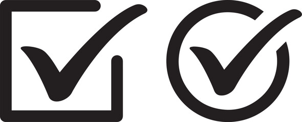 Check box icon with correct, accept checkmark icons tick box checked. Check mark icon symbols vector.