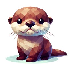 Cute otter, low poly style, isolated