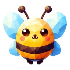 Cute bee, low poly style, isolated
