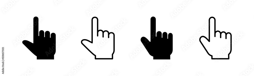 Poster hand click icon set. pointer icon vector. hand cursor icon vector