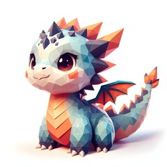 Baby dragon, low poly style, isolated