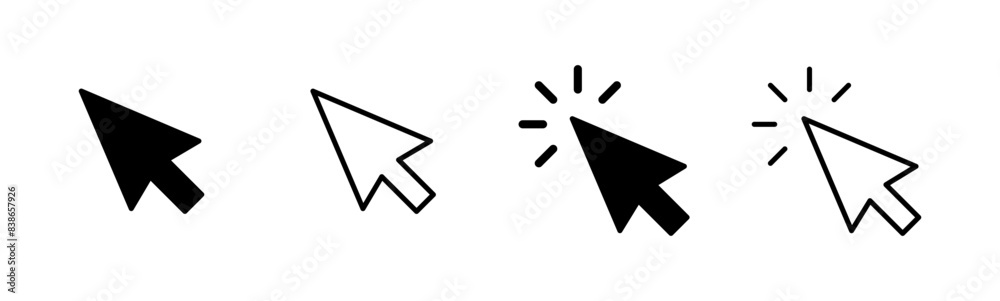 Poster click icon set. pointer arrow icon. cursor icon vector