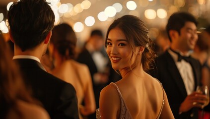 Showcase the elegance of a formal gala event with guests dressed in couture gowns and tuxedos, exuding glamour and sophistication.