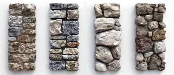 stone panels presented in a front view, highlighting the intricate textures against a clean white backdrop