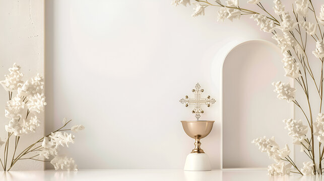 fondo de invitacion digital para celebraciones religiosas primera comunion o boda con estilo elegante y sobrio sofisticado en tonos claros con espacio para copiar