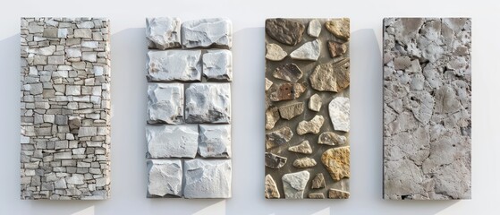 stone panels presented in a front view, highlighting the intricate textures against a clean white backdrop