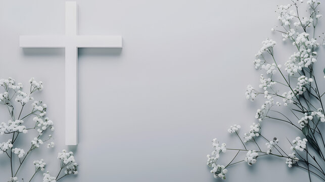 fondo elegante y sobrio para invitacion digital de primera comunion boda o bautizo eventos religiosos o fondo para dise&ntilde;o sofisticado colores claros con flores y ramas peque&ntilde;as