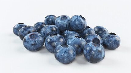 ripe blueberries on white background