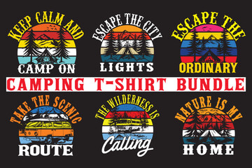 Camping t-shirt design bundle, high quality camping t shirt design for print on demand