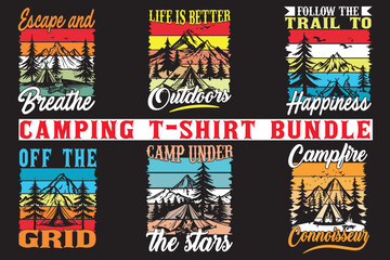 Obraz premium Camping t-shirt design bundle, high quality camping t shirt design for print on demand