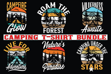 Camping t-shirt design bundle, high quality camping t shirt design for print on demand