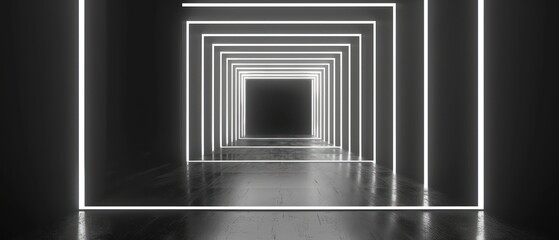 white neon infinite mirror effect on a background