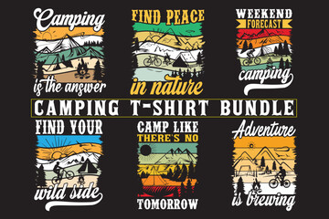 Camping t-shirt design bundle, high quality camping t shirt design for print on demand