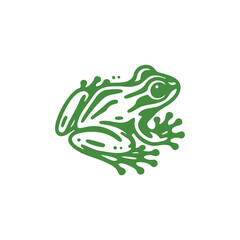 Green and White of Simple Frog Illustration