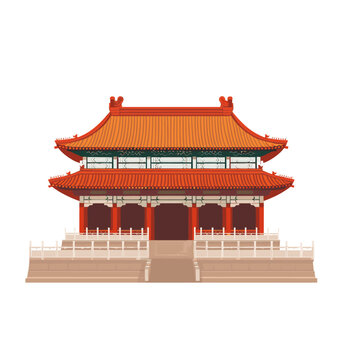 recommend clip art: Chinese ancient architecture, flat style illustration with a white background and simple color scheme, vector graphics