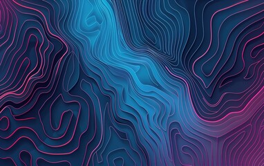Ocean topographic line map with curvy wave isolines 