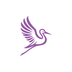 Purple and White of Simple Swan Illustration