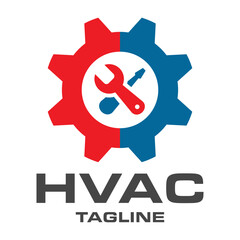 Obraz premium HVAC logo design template, cooling and heating logo illustration.