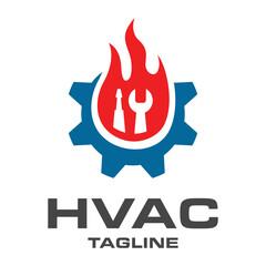 HVAC logo design template, cooling and heating logo illustration.