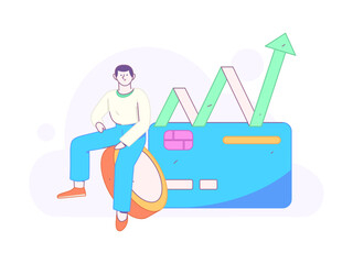 Internet financial management investment flat vector concept operation hand drawn illustration
