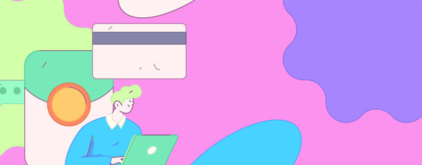 Internet financial management investment flat vector concept operation hand drawn illustration
