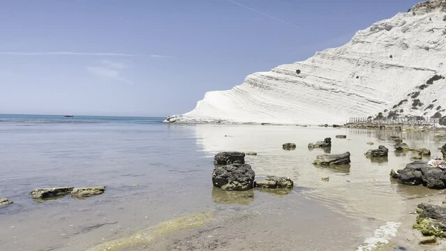 Beach landscape Scala Dei Turchi clear blue ocean of European renaissance, Italy