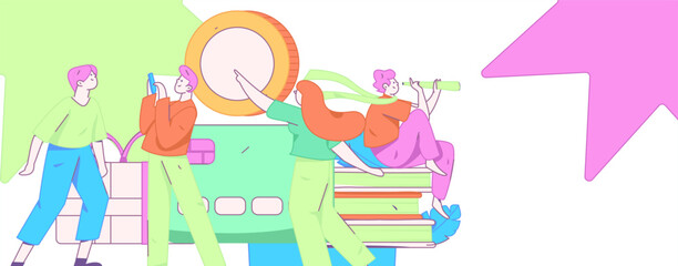 Internet financial management investment flat vector concept operation hand drawn illustration
