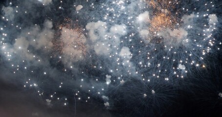 blue Firework celebrate anniversary happy new year 2024, 4th of july holiday festival. blue firework in night time celebrate national holiday. Countdown to new year 2025 festival party time event