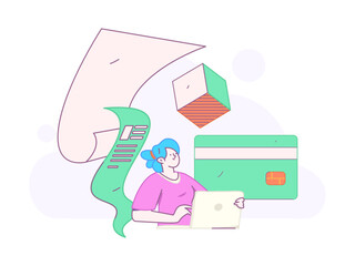 Internet financial management investment flat vector concept operation hand drawn illustration
