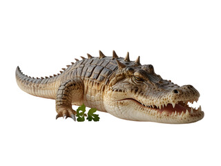 Obraz premium A large wild crocodile with sharp teeth, isolated on a white background