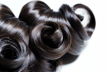 Naklejka premium Close up view on pin curls hairstyle, isolated on white