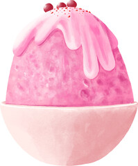 Pink Cup Ice Cream Illustration Painting