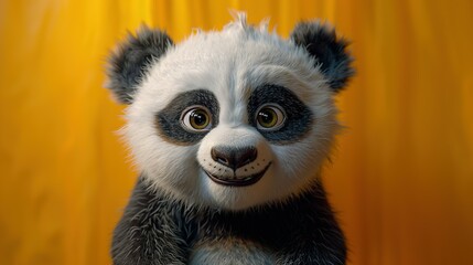 Obraz premium Glowing Grin: Digital Illustration of a Smiling Panda