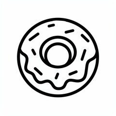 Fototapeta premium Line art illustration of a donut with sprinkles.