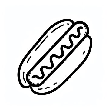 recommend clip art: Line art illustration of a hot dog.