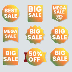 Realistic red price tags collection. Special offer or shopping discount label. Retail paper sticker. Promotional sale badge with text. Vector illustration.